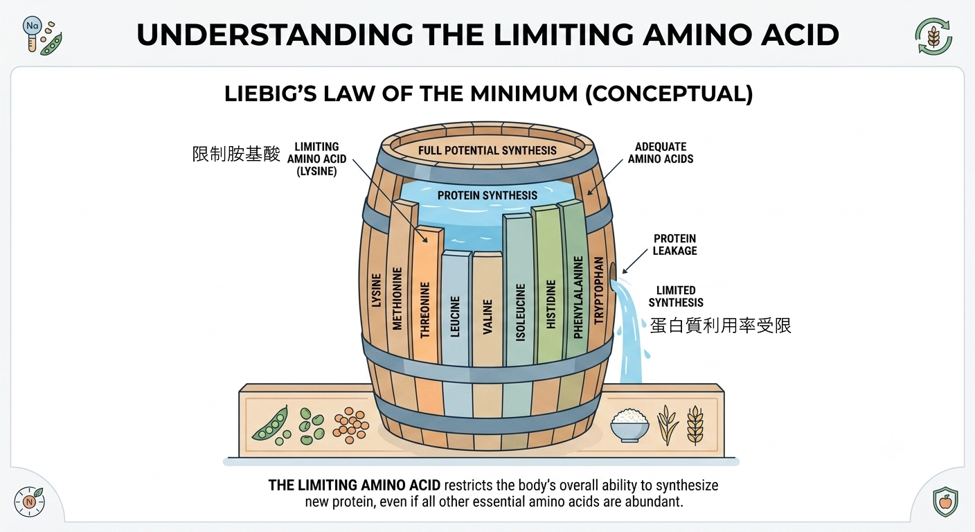限制胺基酸木桶理論示意圖